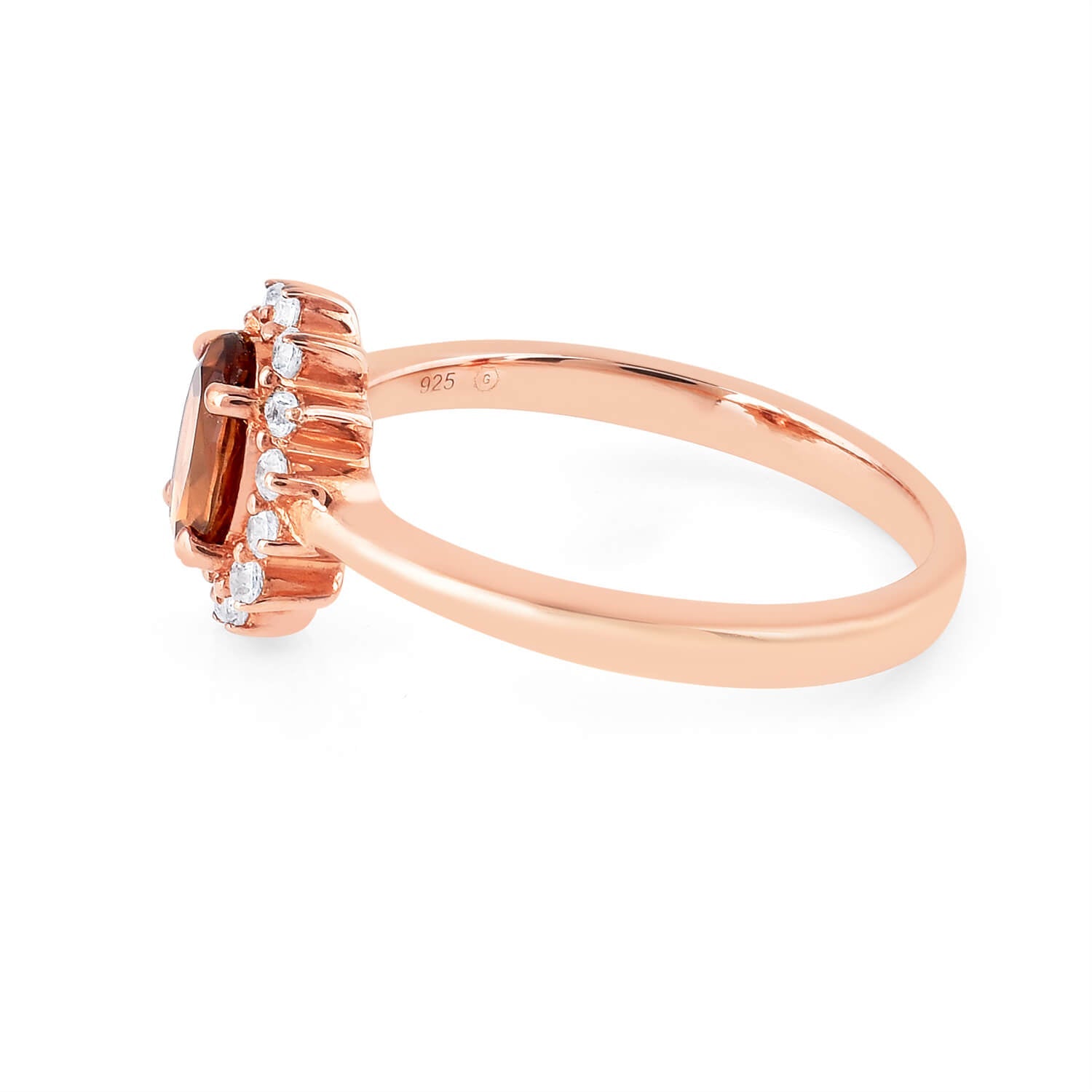 925 Sterling Silver Rose Gold Plated Zircon Finger Ring