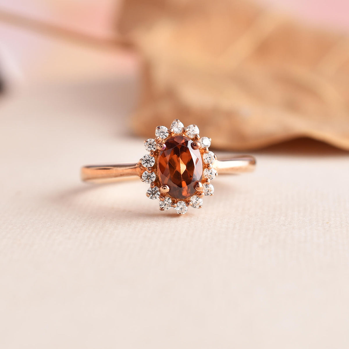 925 Sterling Silver Rose Gold Plated Zircon Finger Ring-1