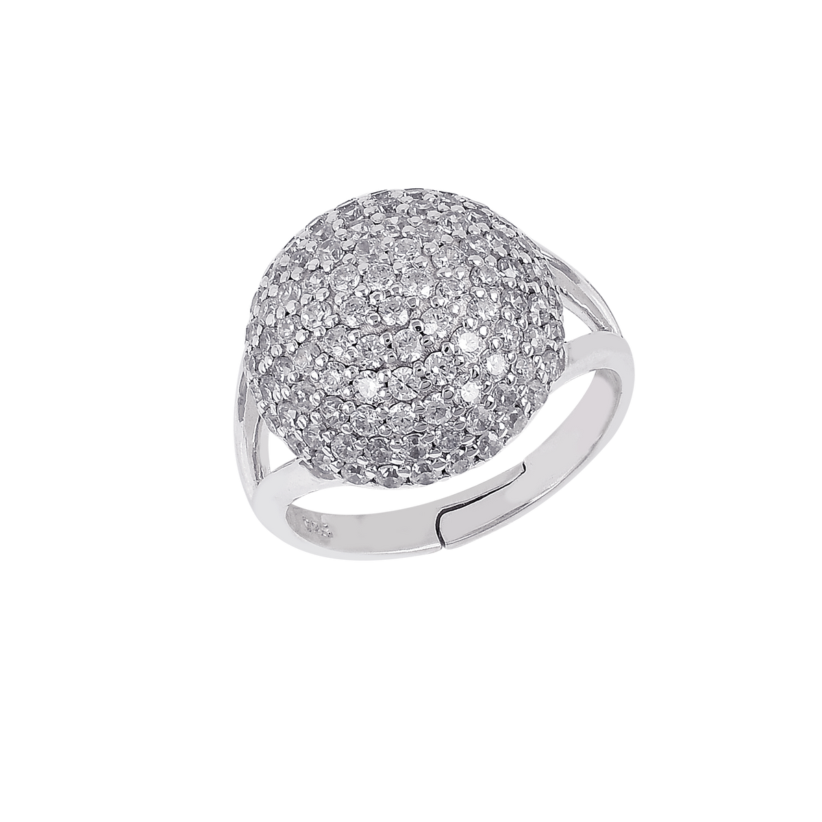926 Sterling Silver Zircon Dome Ring-1