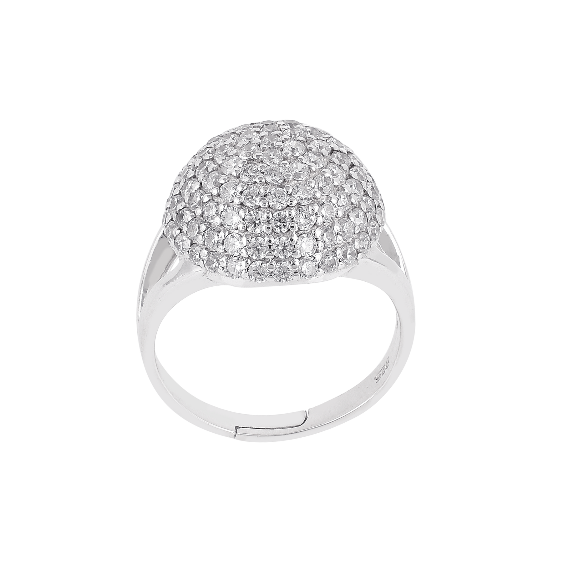 925 Sterling Silver Zircon Dome Ring