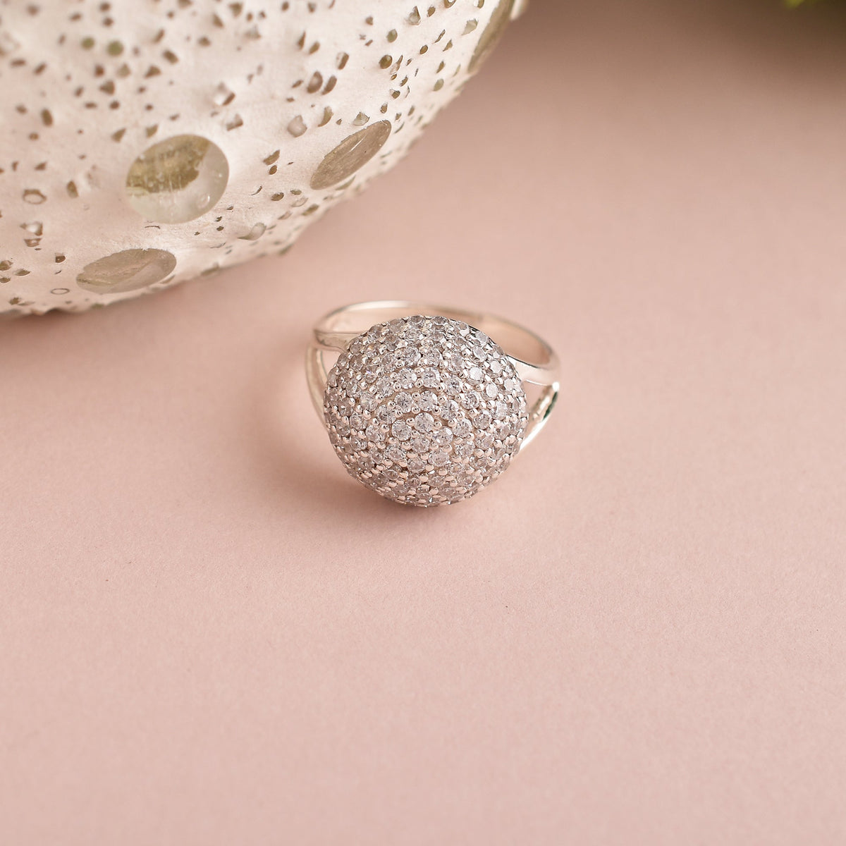 925 Sterling Silver Zircon Dome Ring-1
