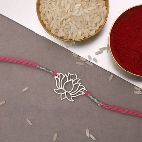 Silver Lotus Rakhi