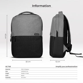 Urban Wolf Business Casual 20L Dual Compartment Laptop Backpack-(GREY)