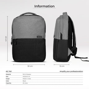 Urban Wolf Business Casual 20L Dual Compartment Laptop Backpack-(GREY)