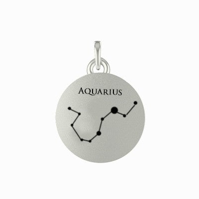 Aquarius Zodiac Sign Constellation Silver Pendant