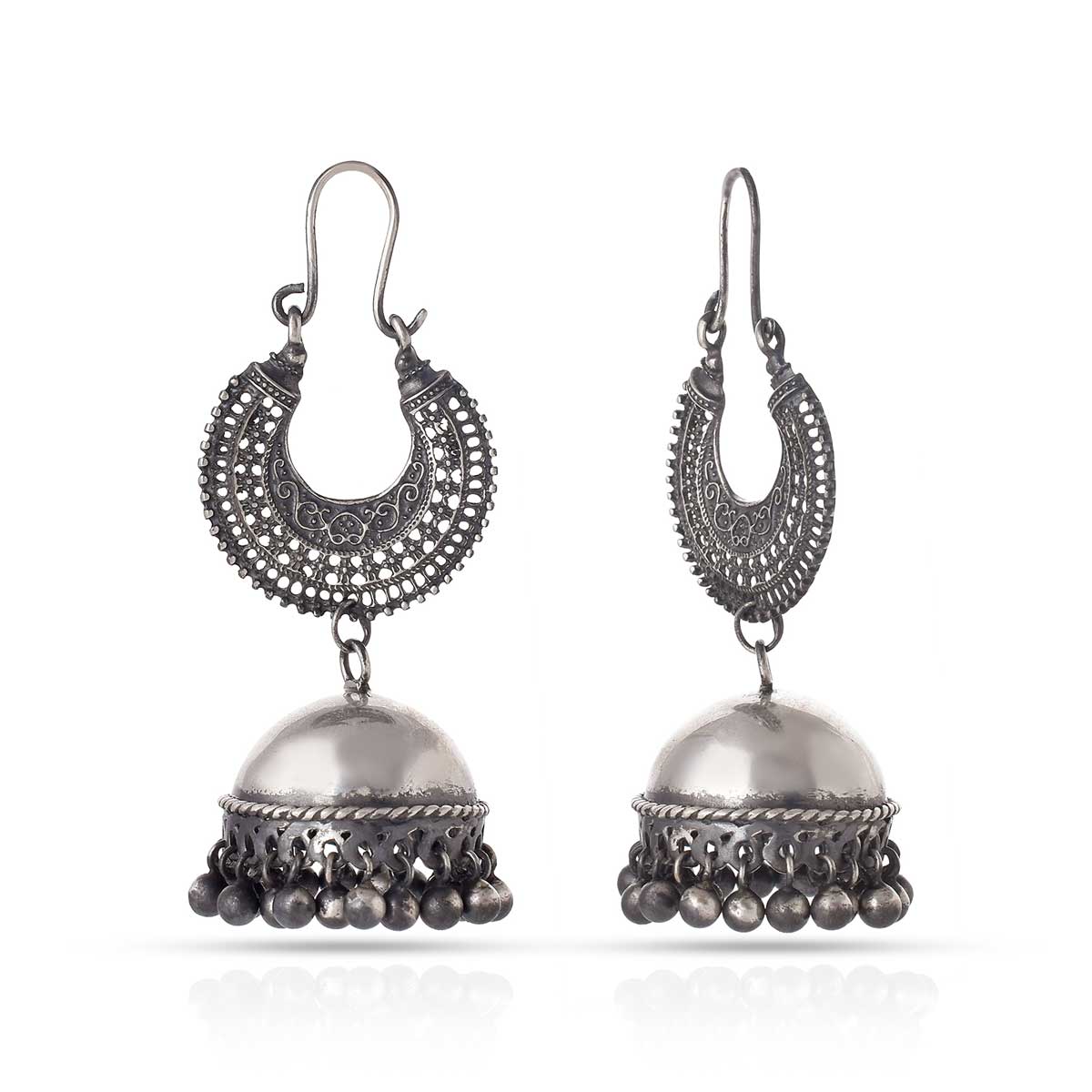 Afghani Silver Jhumka Earrings-2