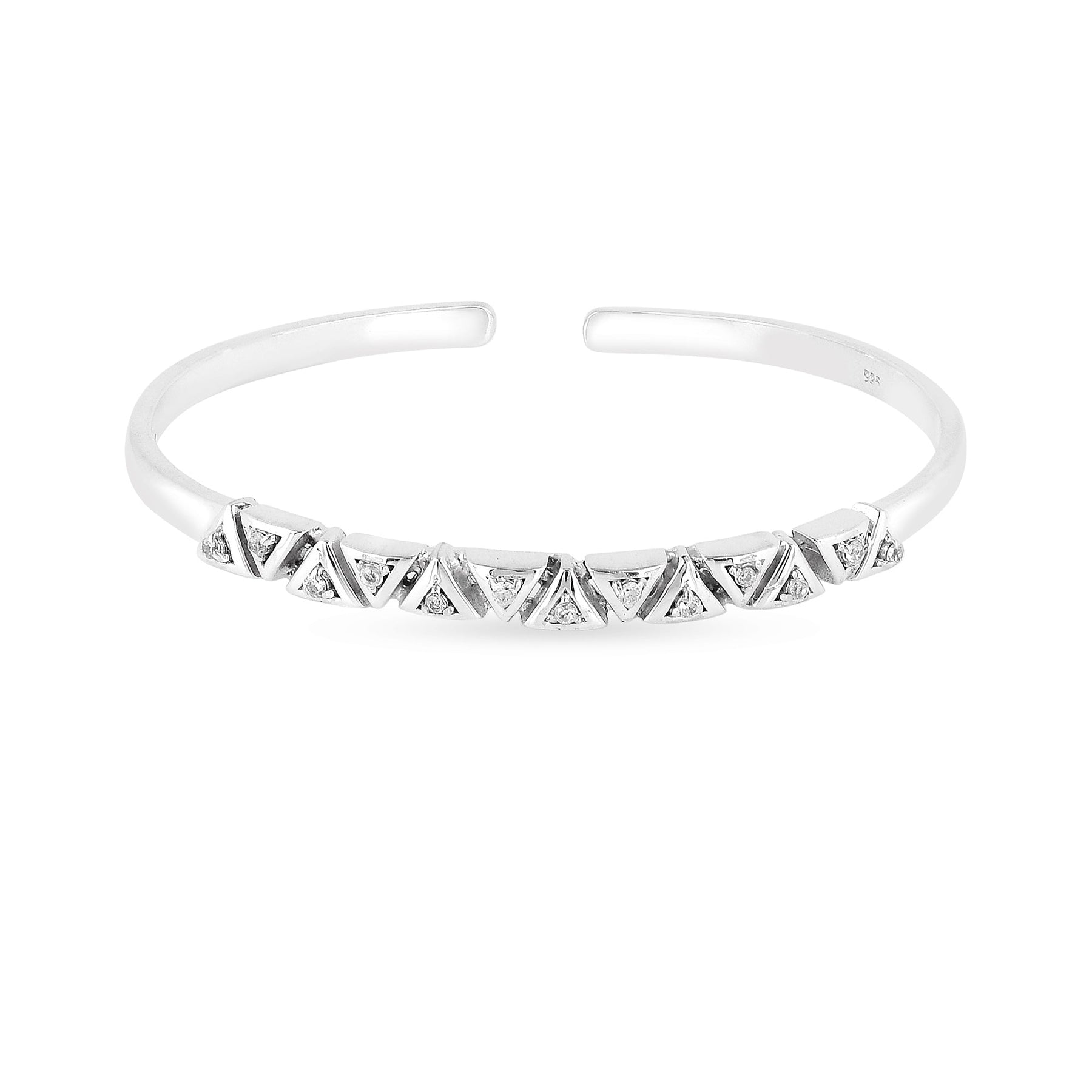 Triangular Design Cz Silver Bracelet