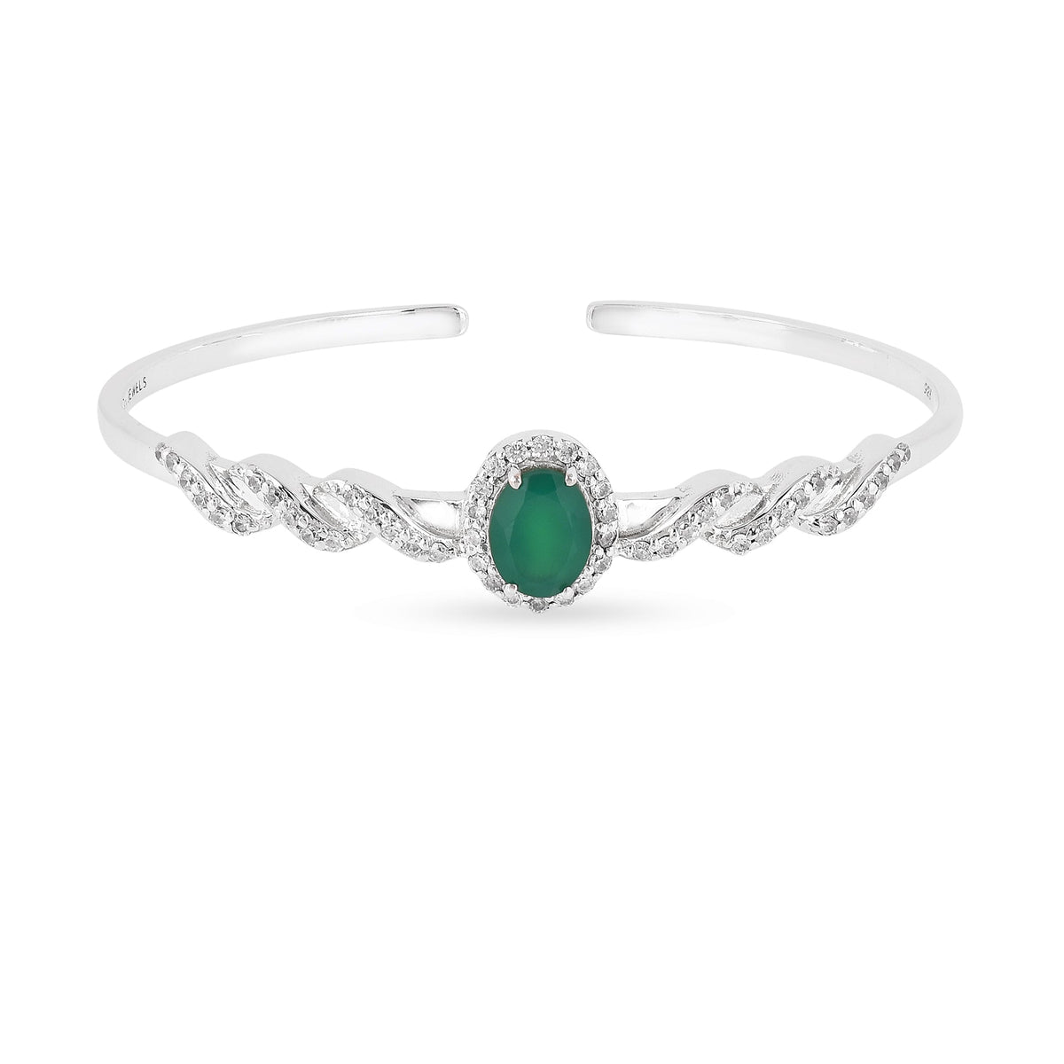 Green Onyx Gemstone 925 Silver Bracelet-2
