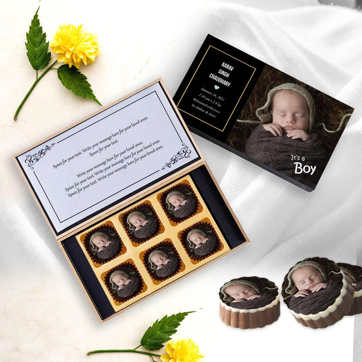 "It's a Boy" announcement personalised Photo Chocolate