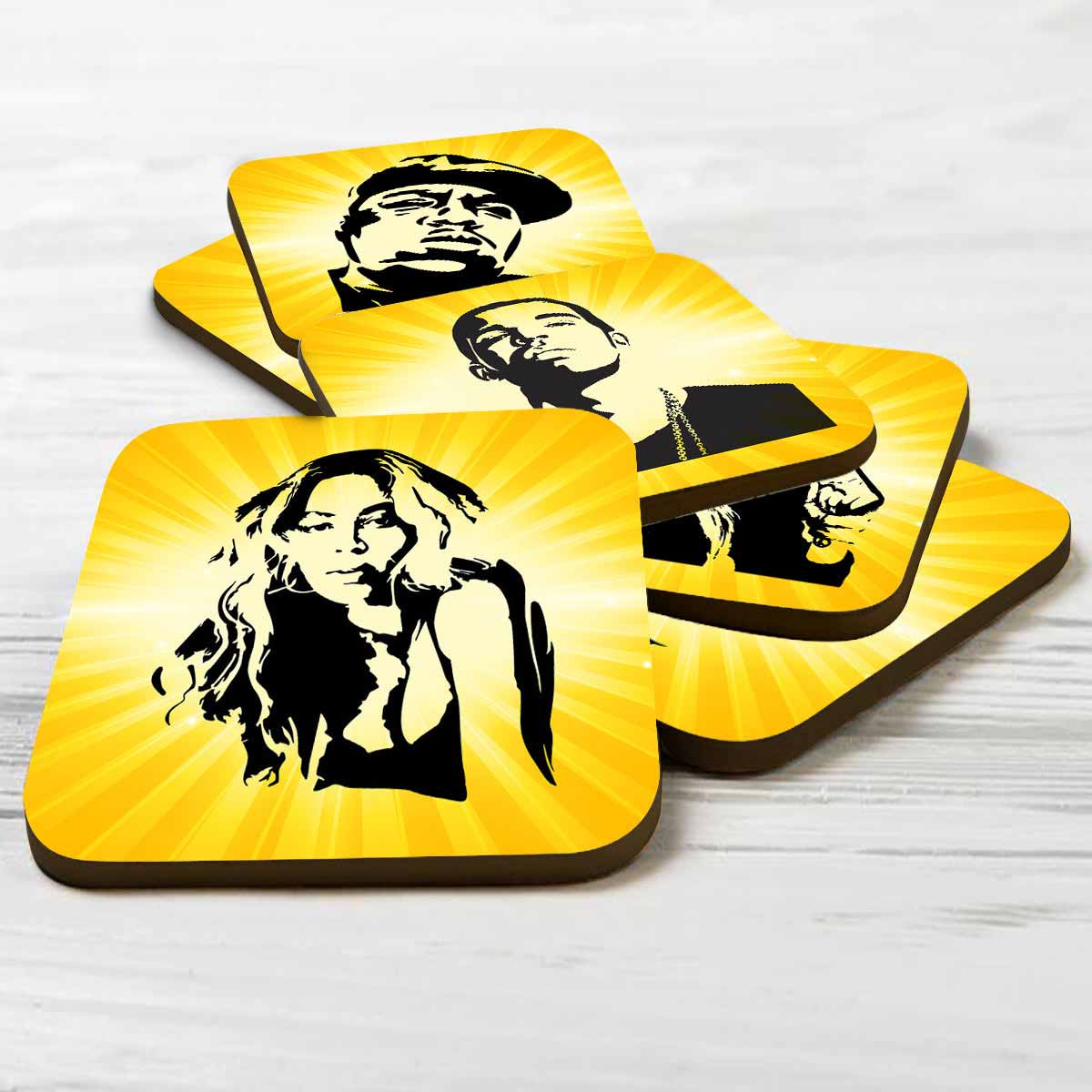 Top Music Artists of All Time Coasters Set of 6