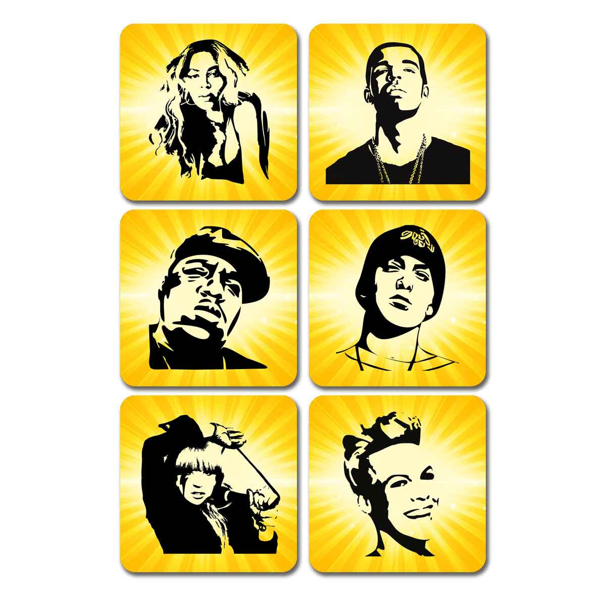Top Music Artists of All Time Coasters Set of 6