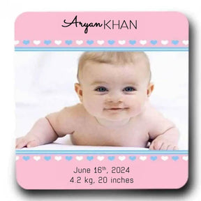 Personalised Baby Announcement Fridge Magnet - 9 x 9 cm