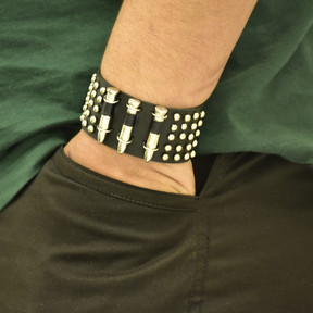 Bold Edge Leather Studded Wristband/Bracelet Gift for Men