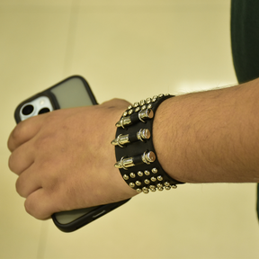 Bold Edge Leather Studded Wristband/Bracelet Gift for Men