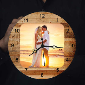 Personalised Wooden Textured Couple Clock