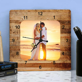 Personalised Wooden Textured Couple Clock