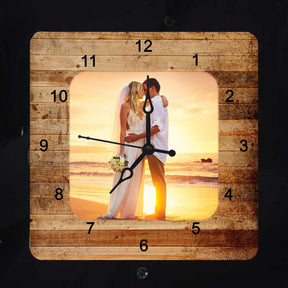 Personalised Wooden Textured Couple Clock