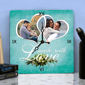 Personalised Photo in Hearts Clock