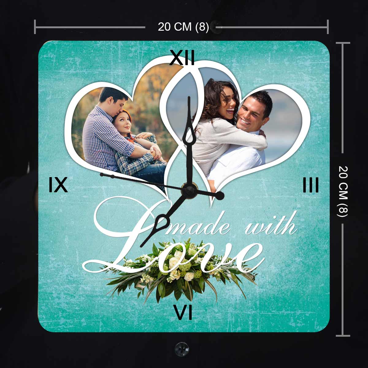 Personalised Photo in Hearts Clock