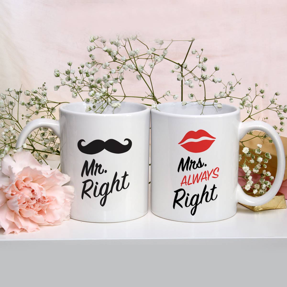 Mr. & Mrs. Always Right Valentine's Day Coffee Mug Set of 2 for Couple