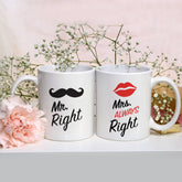 Mr. & Mrs. Always Right Valentine's Day Coffee Mug Set of 2 for Couple