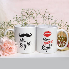 Mr. & Mrs. Always Right Valentine's Day Coffee Mug Set of 2 for Couple