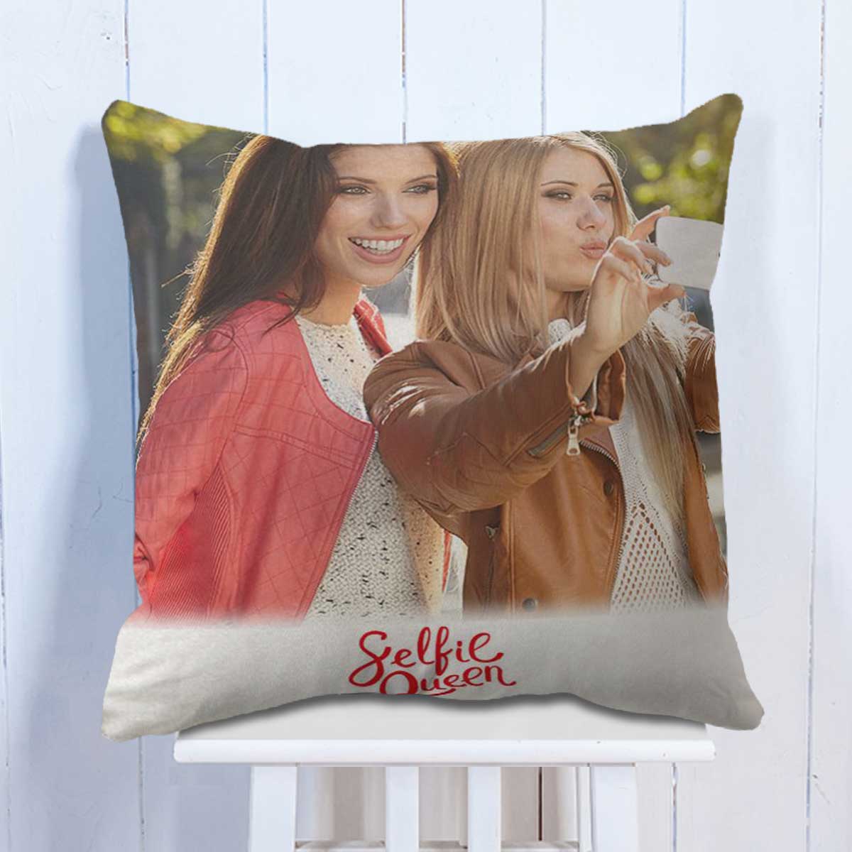 Personalised The Selfie Queens Polyester Cushion