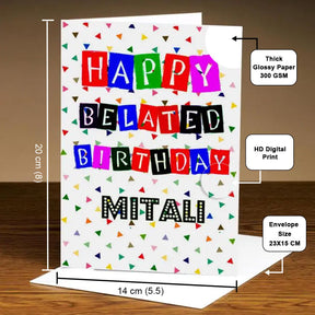Personalized Technicolor Birthday Wishes - Belated Birthday Card
