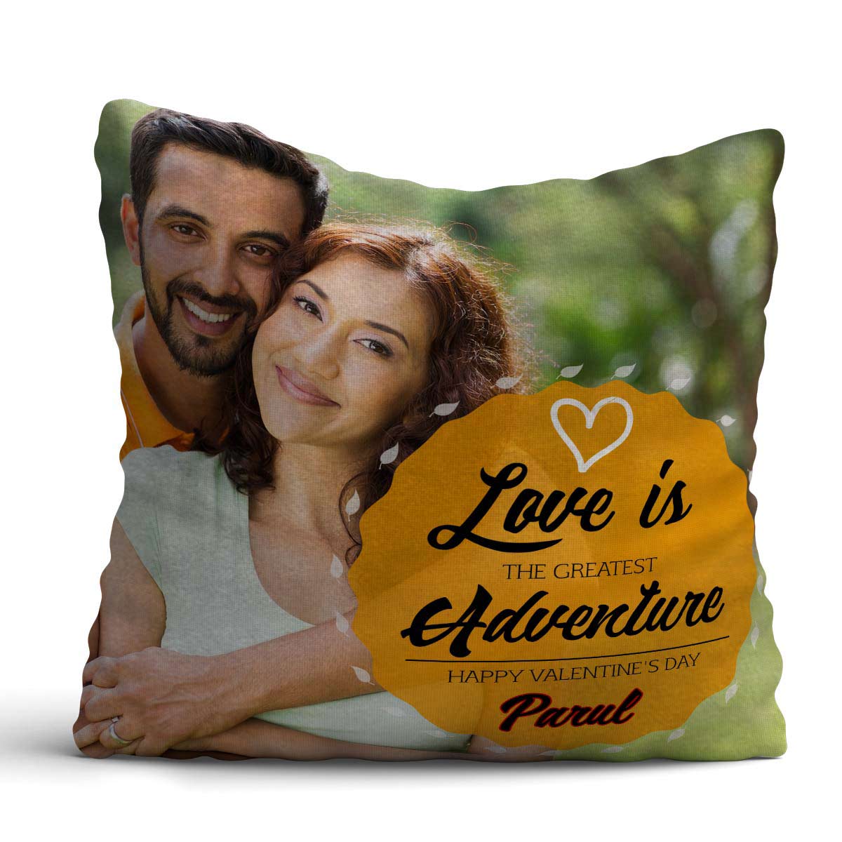 Personalized Love Is Adventure Photo Cushion Gift For Valentine's Day