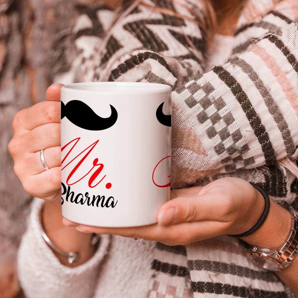 Personalized Mr & Mrs Couple Coffee Mug & Heart Cushion Combo Gift for Valentine's Day