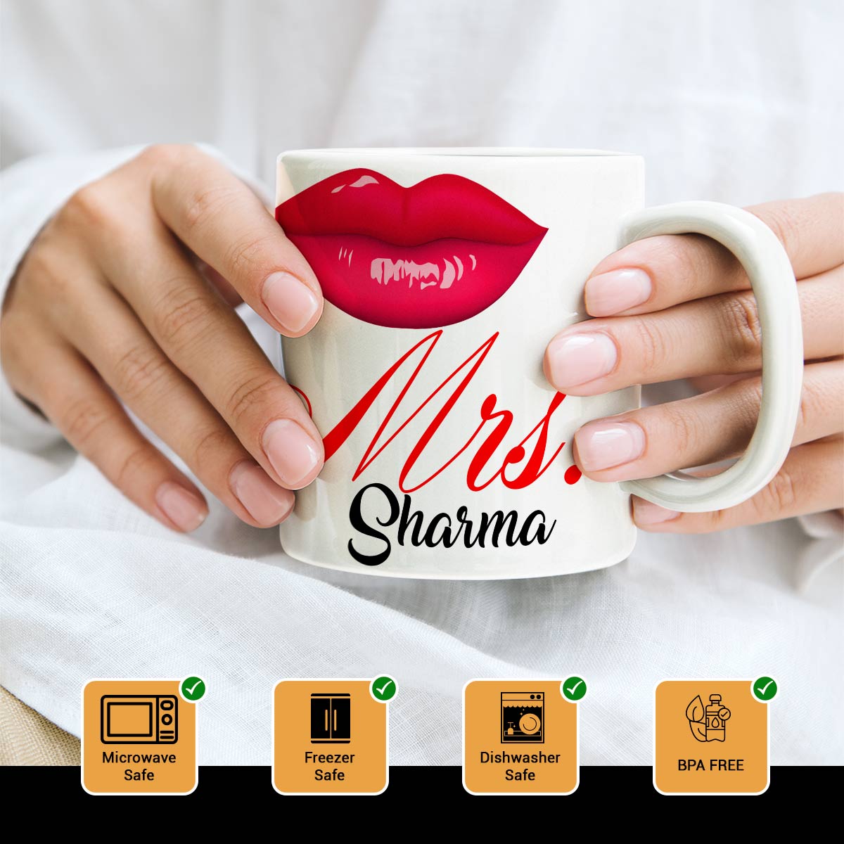 Personalized Mr & Mrs Couple Coffee Mug & Heart Cushion Combo Gift for Valentine's Day
