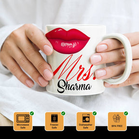 Personalized Mr & Mrs Couple Coffee Mug & Heart Cushion Combo Gift for Valentine's Day