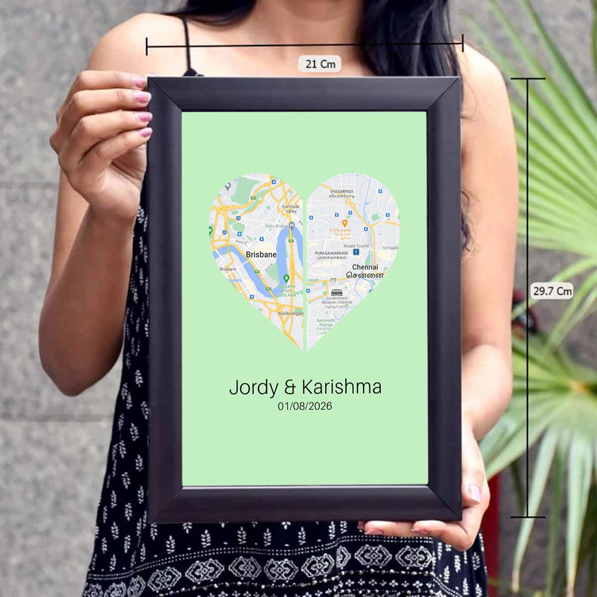 Personalised Two Halves 1 Heart Map Poster