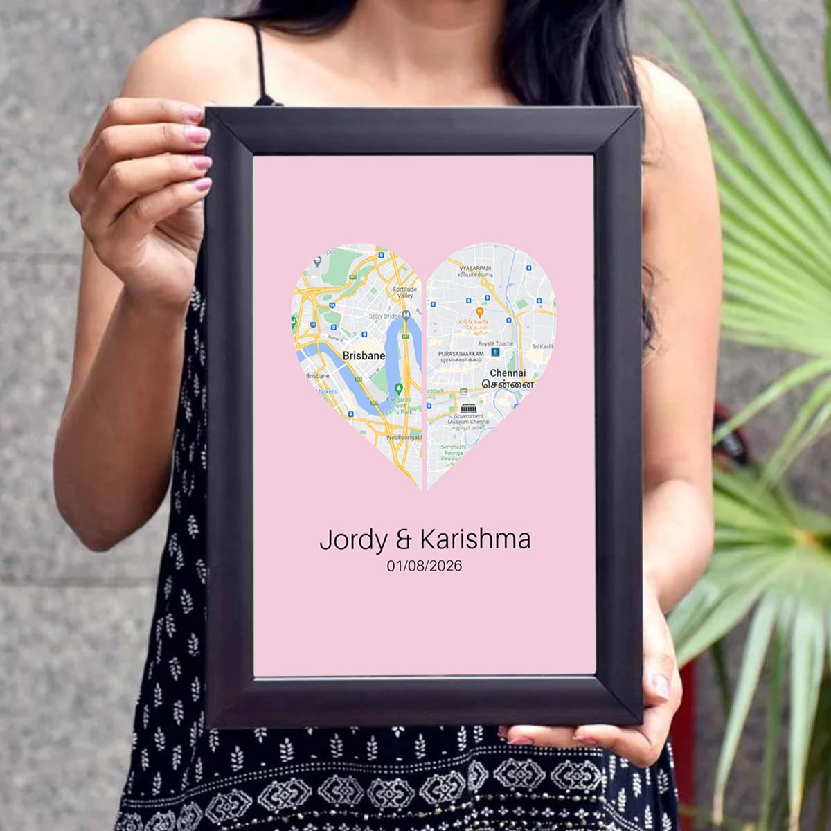 Personalised Two Halves 1 Heart Map Poster