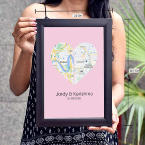 Personalised Two Halves 1 Heart Map Poster