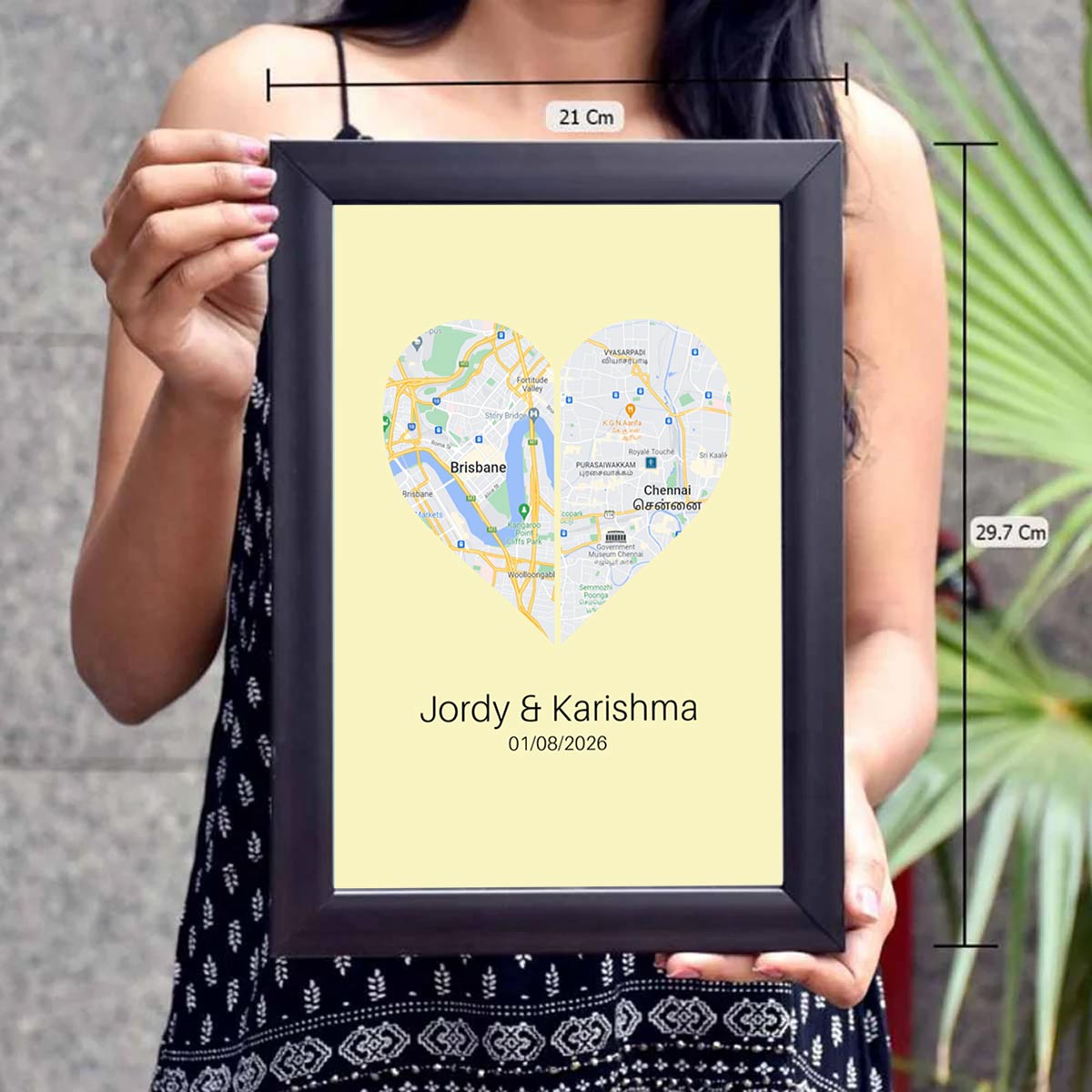 Personalised Two Halves 1 Heart Map Poster