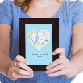 Personalised Two Halves 1 Heart Map Poster