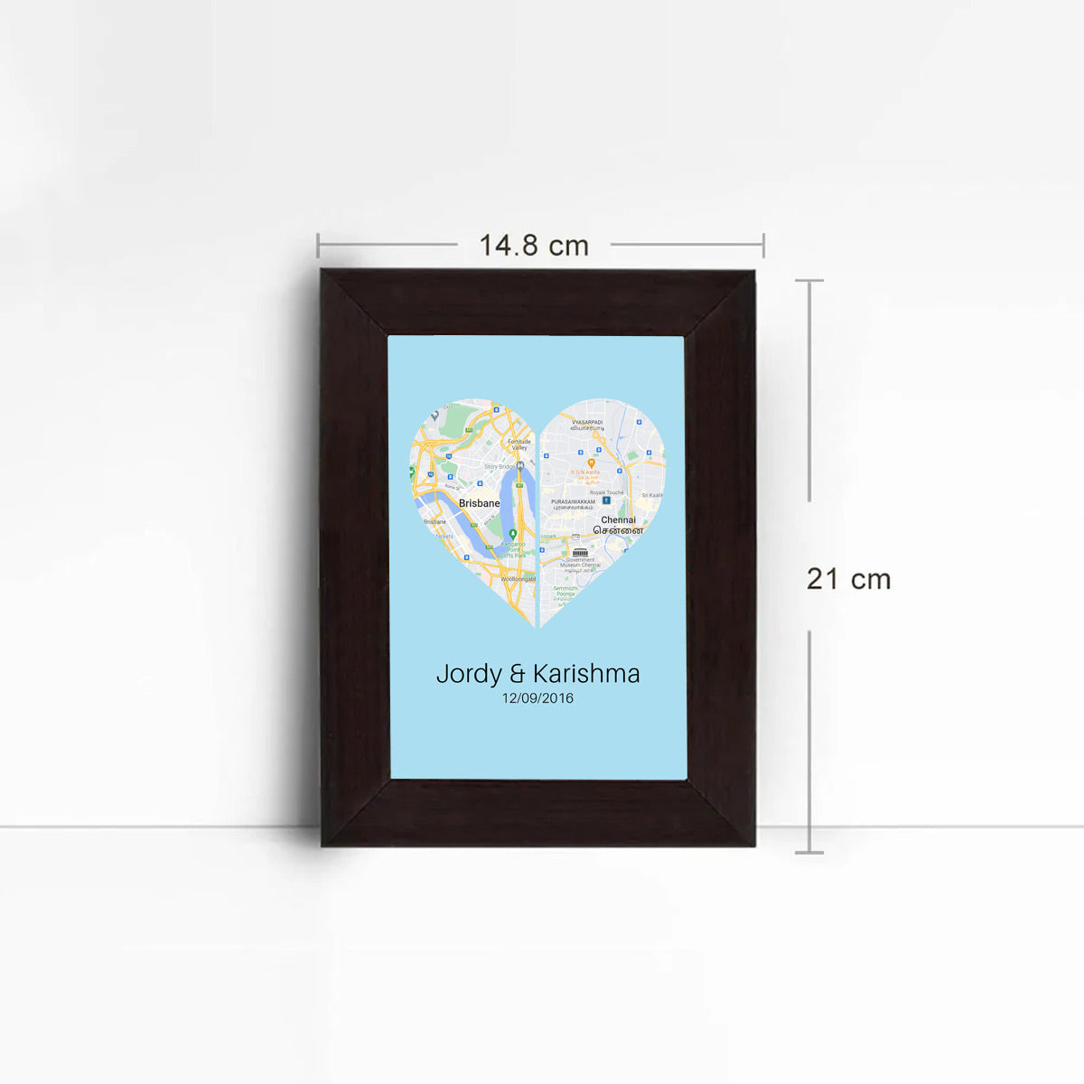 Personalised Two Halves 1 Heart Map Poster