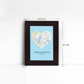 Personalised Two Halves 1 Heart Map Poster