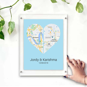 Personalised Two Halves 1 Heart Map Poster