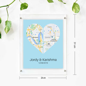 Personalised Two Halves 1 Heart Map Poster