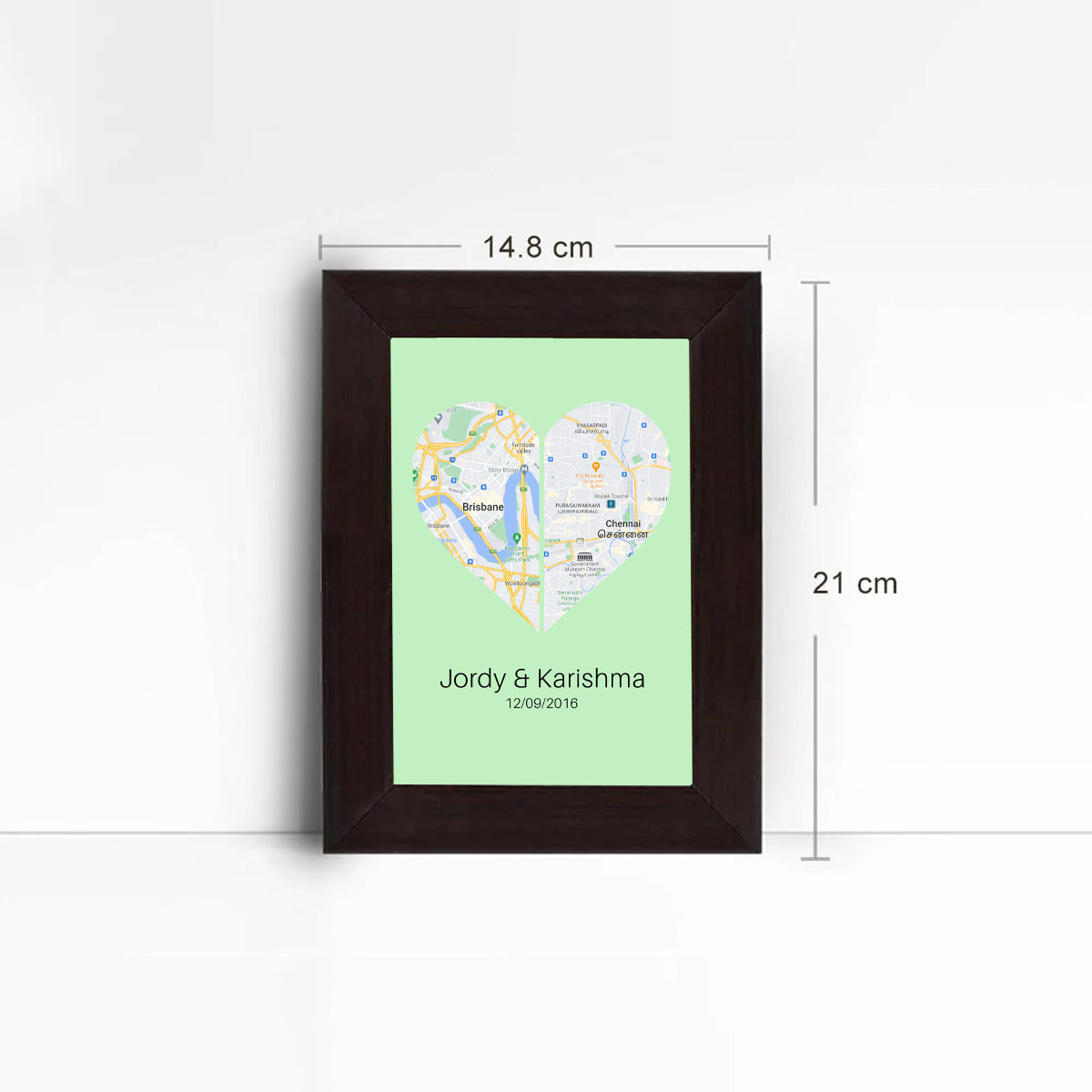 Personalised Two Halves 1 Heart Map Poster