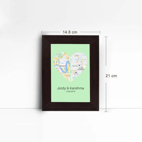 Personalised Two Halves 1 Heart Map Poster