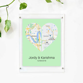 Personalised Two Halves 1 Heart Map Poster