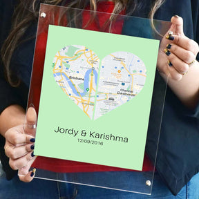 Personalised Two Halves 1 Heart Map Poster