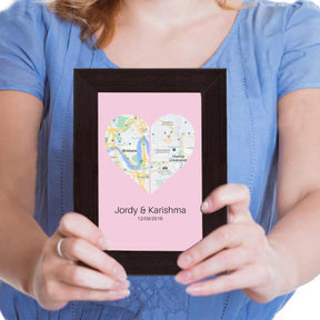 Personalised Two Halves 1 Heart Map Poster
