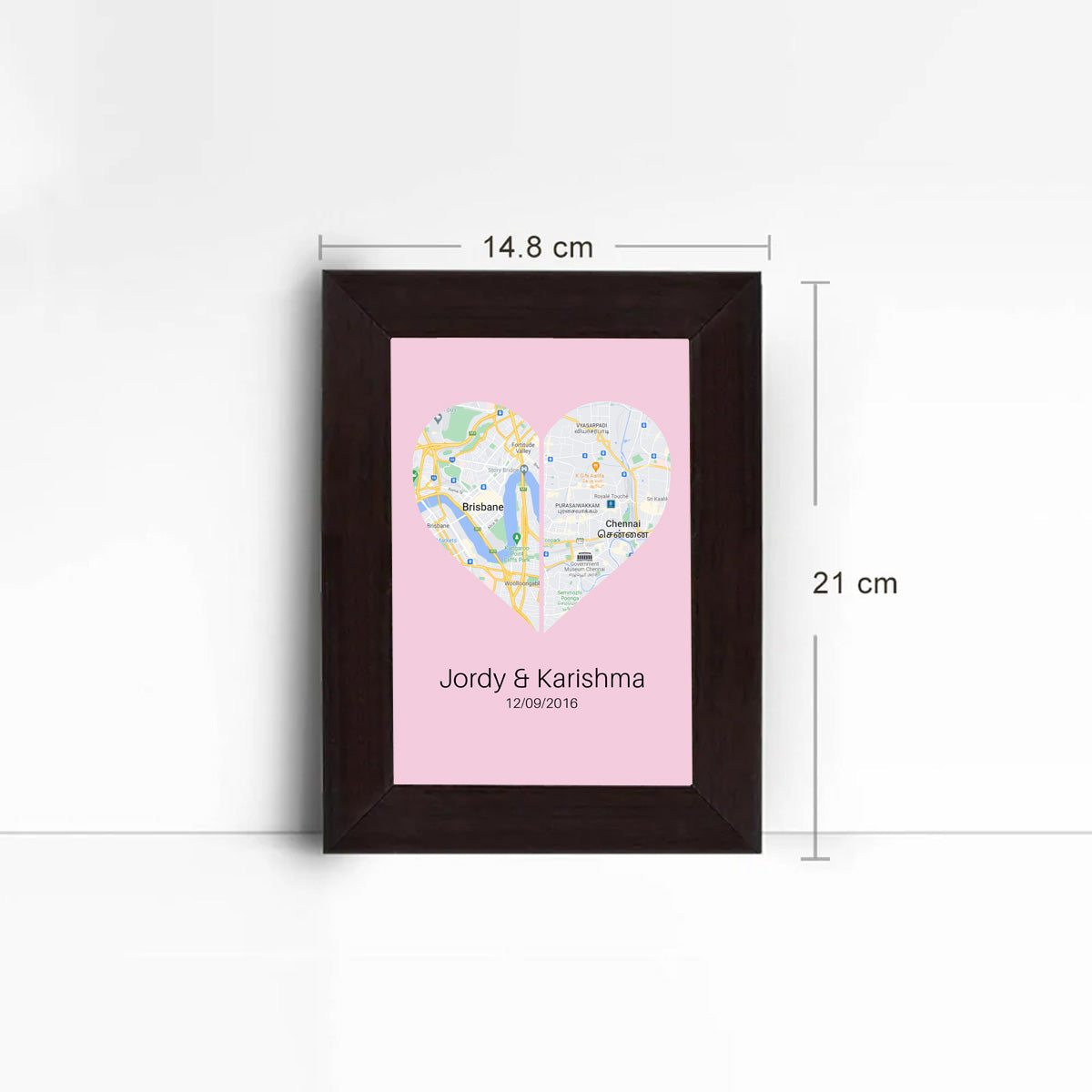 Personalised Two Halves 1 Heart Map Poster