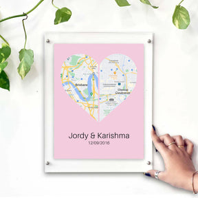 Personalised Two Halves 1 Heart Map Poster