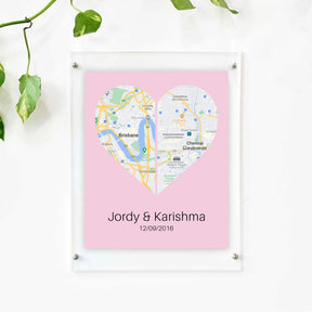 Personalised Two Halves 1 Heart Map Poster