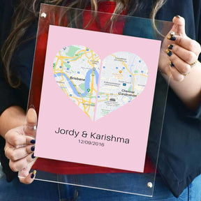 Personalised Two Halves 1 Heart Map Poster